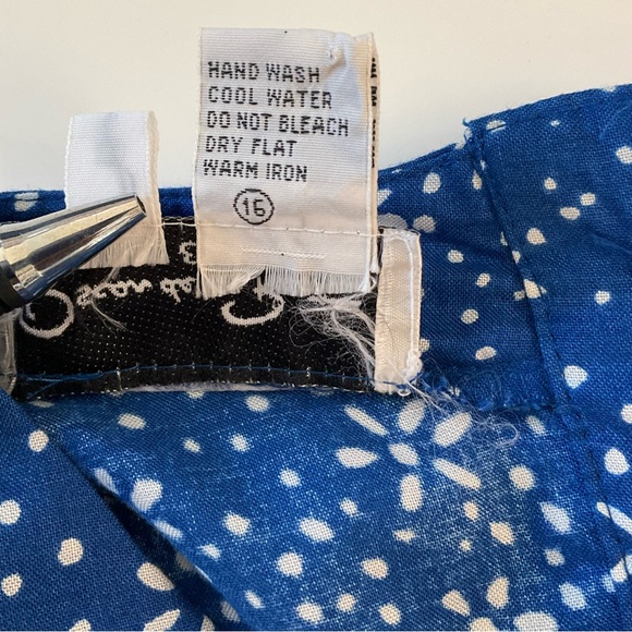 Vintage Oscar De La Renta Short Sleeve Top Blue White Print Size M - Picture 6 of 9